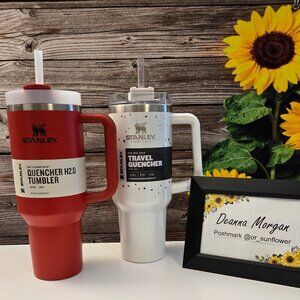 *Set of 2* LAVA & OG TERRAZZO PEARLECENT Stanley 40oz Quencher Tumblers❤️🤍 🌻